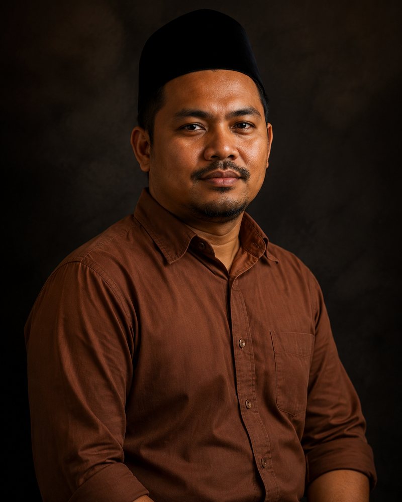 Azman Ibrahim, lelaki Melayu Negeri Sembilan kira-kira tiga puluh lapan tahun, kemeja perang karat polos, songkok hitam